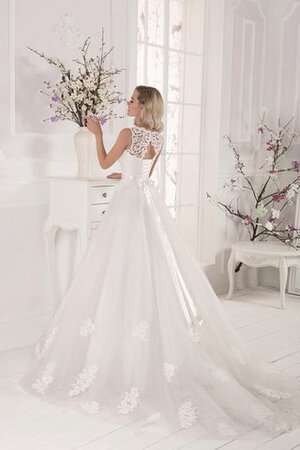 Robe de mariée classique festonné a-ligne decoration en fleur de traîne moyenne - Photo 3