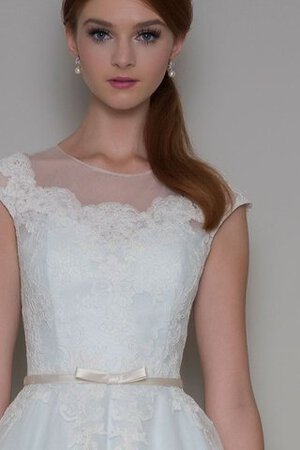 A-Linie ewiges Schaufel-Ausschnitt Tüll Brautkleid mit gekappten Ärmeln mit Applikation - Bild 4
