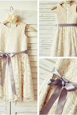Ärmelloses Normale Taille Prinzessin A-Linie Blumenmädchenkleid mit Reißverschluss - Bild 5