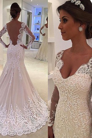 Abito da sposa v-scollo elegante lungo fantastico con maniche lunghe a terra - Foto 1
