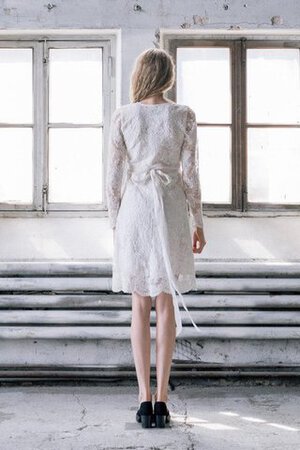 Moderno Vestido de Novia en Encaje de Hasta la Rodilla de Encaje Adorno de Criss Cross - Foto 4