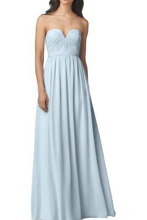 A-Linie gerüschtes Chiffon bodenlanges langes Brautjungfernkleid - Bild 1