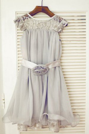 Normale Taille A Linie Chiffon Reißverschluss Anständiges Blumenmädchenkleid - Bild 1
