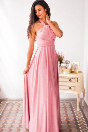 Chiffon hoher Kragen a linie plissiertes schlichtes extravagantes Brautjungfernkleid - Bild 1
