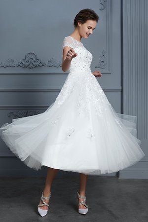 Plissiertes Ausgezeichnet Informelles Glamouröses Wadenlanges Brautkleid - Bild 5