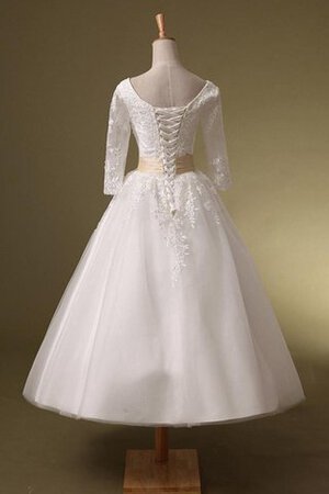 Abito da Sposa Allacciato con Festone in Pizzo con paillette con Maniche Lunghe A-Line - Foto 2