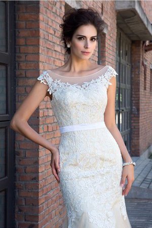 Robe de mariée simple longue appliques de sirène fermeutre eclair - Photo 5