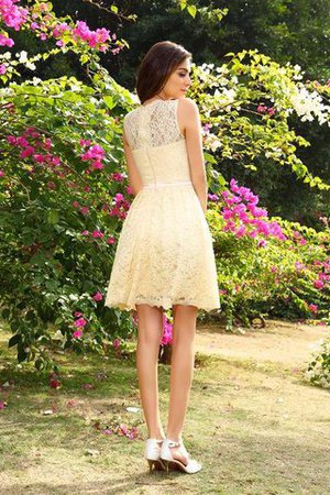 Robe demoiselle d'honneur courte naturel encolure ronde avec zip a-ligne - Photo 30