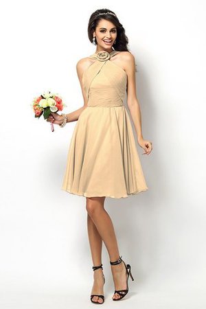 Robe demoiselle d'honneur naturel bref de col haut ligne a de princesse - Photo 6