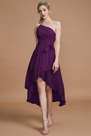 Robe demoiselle d'honneur courte avec zip manche nulle asymétrique avec chiffon - Photo 17