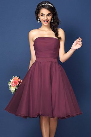 Robe demoiselle d'honneur courte plissage en satin avec sans manches avec zip - Photo 5