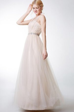 Robe demoiselle d'honneur distinguee simple romantique avec perle textile en tulle - Photo 3