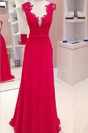Chiffon A-Line natürliche Taile bodenlanges glamouröses Schmetterlingsknoten Abendkleid - Bild 1