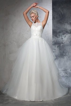 Clasico Vestido de Novia de Corte Evasé de Largo de Apliques de Barco - Foto 1
