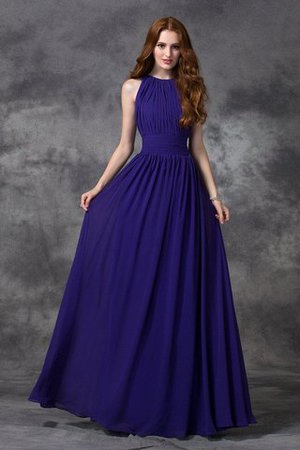 Natürliche Taile Ärmelloses A-Line Anständiges Brautjungfernkleid aus Chiffon - Bild 1
