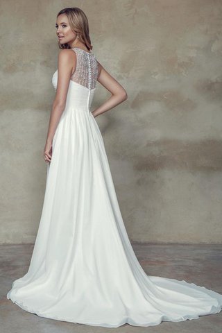 Abito da Sposa Semplice alta vita A Terra Tondo Senza Maniche in Chiffon - Foto 2