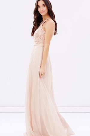 Chiffon Reißverschluss Ärmellos romantisches bodenlanges schlichtes Brautjungfernkleid - Bild 4