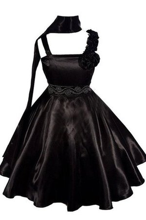 Robe de cortège enfant plissé d'epaule ecrite avec fleurs a-ligne avec sans manches - Photo 1