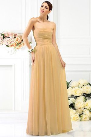 Vestido de Dama de Honor de Sin mangas de Largo de Escote sin tirantes de Plisado - Foto 12