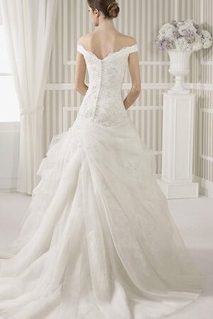 A-Line plissiertes Tüll prächtiges Brautkleid mit Knöpfen mit Applikation - Bild 2