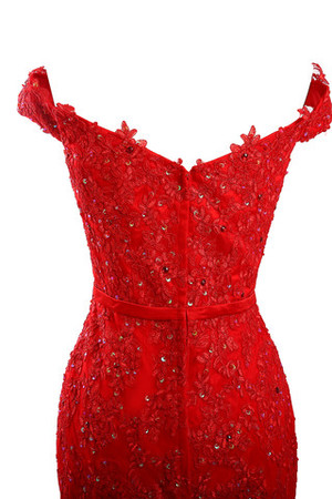 Kurze Ärmeln Herz-Ausschnitt Paillette Dom romantisches Abendkleid mit Kristall - Bild 7