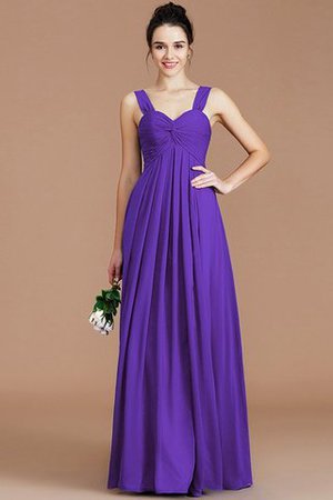 Robe demoiselle d'honneur naturel en chiffon de col en cœur jusqu'au sol d'empire - Photo 30