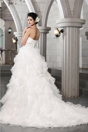 Kapelle Schleppe Ärmellos Organza Sittsames Brautkleid mit Reißverschluss - Bild 2