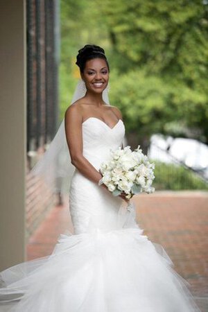 Robe de mariée décolleté dans le dos de lotus en organza de sirène de col en cœur - Photo 2