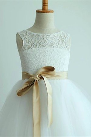 Robe de cortège enfant naturel avec fleurs en tulle avec zip encolure ronde - Photo 2