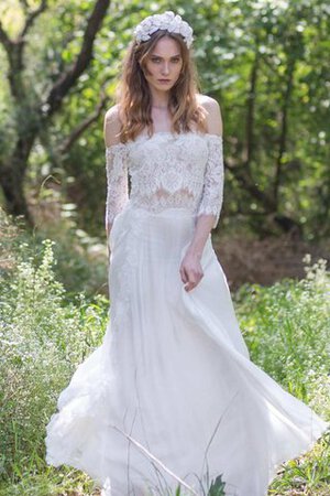 Robe de mariée facile d'epaule ecrite en chiffon longueur au ras du sol cordon - Photo 1
