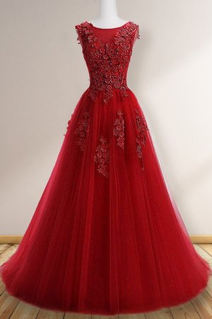 Robe de soirée col u profond appliques avec sans manches incroyable naturel - Photo 1