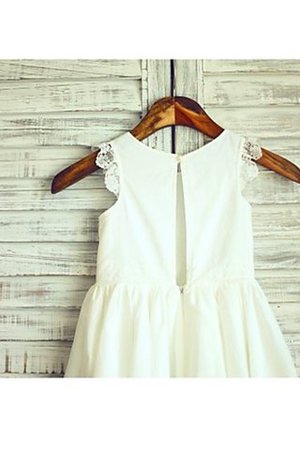 Schaufel-Ausschnitt Prinzessin Reißverschluss Wadenlanges Blumenmädchenkleid mit Bordüre - Bild 4