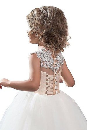 Robe de cortège enfant naturel appliques de mode de bal en tulle col u profond - Photo 3