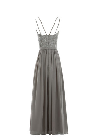 Chiffon natürliche Taile Perlenbesetztes formelles schlichtes Abendkleid mit Bordüre - Bild 6