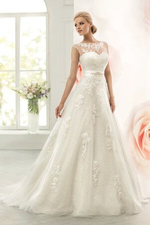 Abito da Sposa A Terra con Applique in Tulle A-Line Senza Maniche in pizzo - Foto 1
