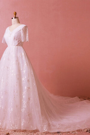 Robe de mariée a-ligne charme en grandes tailles avec lacets naturel - Photo 3
