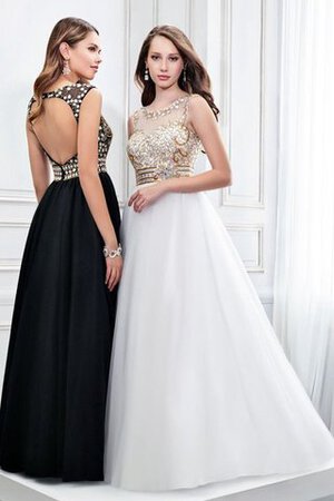 Robe de bal longueur au ras du sol manche nulle avec perle ligne a en chiffon - Photo 1
