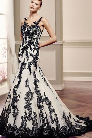 Elegante Vestido de Novia de Corte Sirena de Apliques de Cremallera de Barco - Foto 3