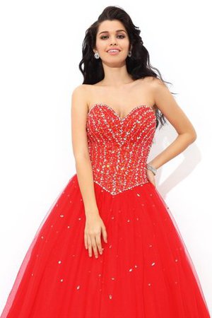 Duchesse-Linie Herz-Ausschnitt Bodenlanges Quinceanera Kleid mit Perlen ohne Ärmeln - Bild 4