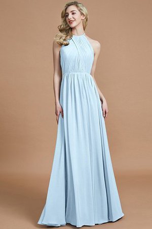 Robe demoiselle d'honneur naturel a-ligne manche nulle en chiffon de princesse - Photo 23