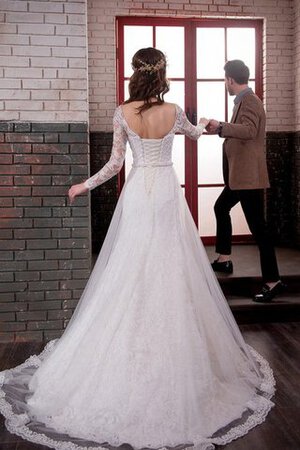 Robe de mariée delicat modeste classique avec manche longue de traîne moyenne - Photo 2