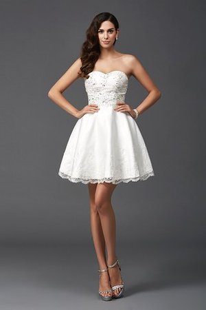 Prinzessin Satin Herz-Ausschnitt Cocktailkleid mit Perlen mit Rücken Schnürung - Bild 4