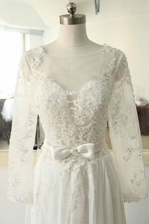 Langärmeliges Tüll Chiffon bodenlanges Brautkleid mit Bordüre aus Satin - Bild 4