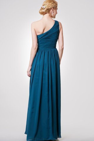 Robe demoiselle d'honneur simple a-ligne avec sans manches d'épaule asymétrique ruché - Photo 2