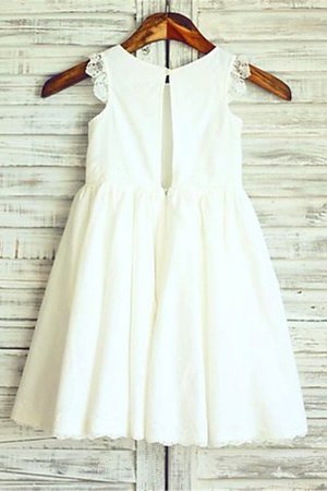 Schaufel-Ausschnitt Prinzessin Reißverschluss Wadenlanges Blumenmädchenkleid mit Bordüre - Bild 2