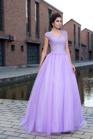 Abito da Ballo Ball Gown V-Scollo con Applique con Manica Corte Cerniera - Foto 3