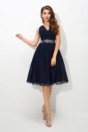 Breiter Träger Chiffon Ärmelloses Kurzes Cocktailkleid mit Spaghettiträger - Bild 4