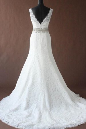 Paillette Perlenbesetztes V-Ausschnitt langes Brautkleid aus Spitze mit Pailletten - Bild 2