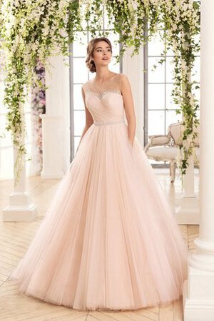 Tüll Schaufel-Ausschnitt bodenlanges bescheidenes Brautkleid mit kreuz - Bild 1