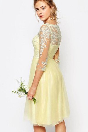 Vestido de Dama de Honor de La mitad de manga de Escote con cuello Alto de Barco - Foto 2